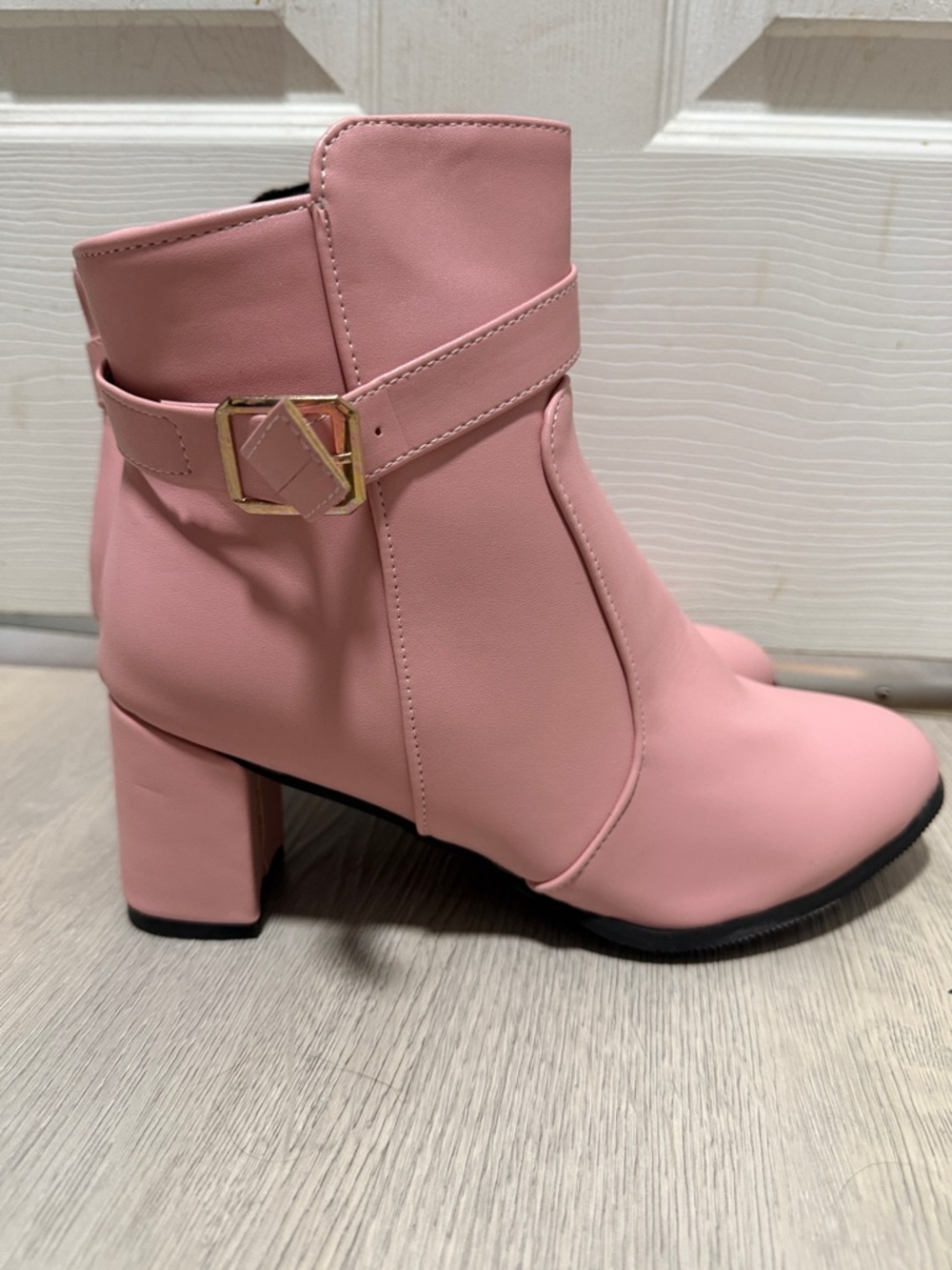 Pink Women's Block Heel Ankle Boots